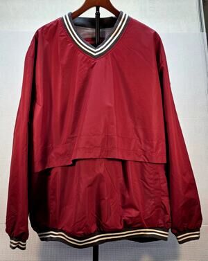 Franchise Club‎ Men's 3XL Windshell V-Neck Pullover Jacket Maroon Burgundy Retro